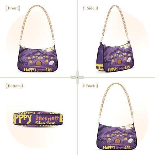 Halloween Castle Shoulder Bag for Women, Handbag with Chain Strap, Soft Purse Tote Bag for Ladies3