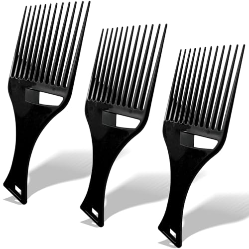 Peines Afro Pick de Plástico Negro x3 para Estilizado miniatura 1
