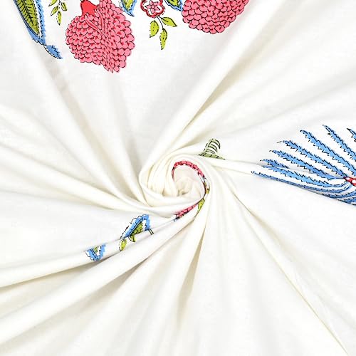 Image of BLOCKS OF INDIA Hand Block Printed 200 TC Cotton King Size Bedsheet (Open Blue Motifs)