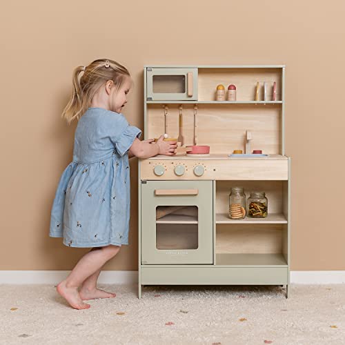 Foto von Little Dutch Kinderküche Spielküche aus Holz inkl. Töpfe und Küchenutensilien - Mint