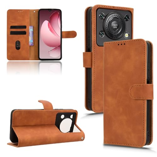 �Ή��@�� for Oukitel C60 / C60 Pro �}�O�l�b�g���J�J�[�h�z���_�[�t���t���b�v�X�^���h�P�[�X�J�o�[ Brown