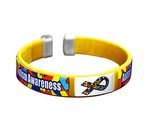 Autism Awareness Bangle Bracelet - Autism Ribbon Wristbands for Small Wrist - Perfect for Gift-Giving & Fundraising - 1 Bracelet