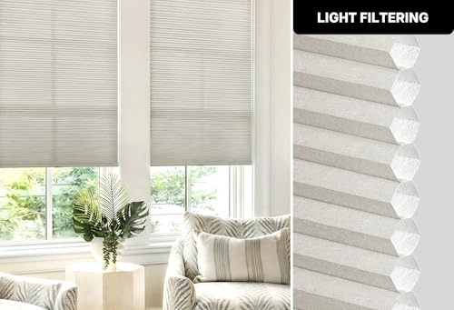 image for LazBlinds Cordless Cellular Shades, No Tools No Drill Light Filtering 