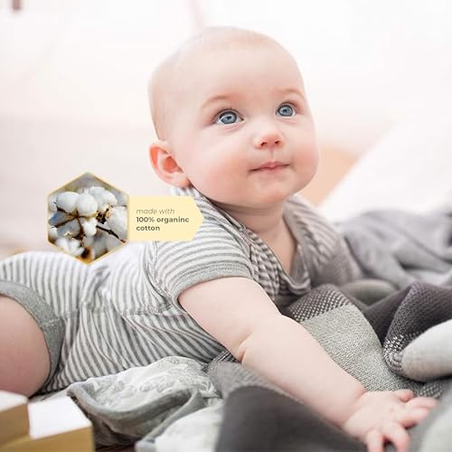 Burt's Bees Baby Bodysuits, Short Sleeve and Long Sleeve One-Pieces, 100% Organic Cotton, Pack of 5