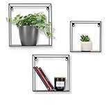 ✅ VIELSEITIGKEIT - Im Lieferumfang sind 3 verschieden große Metall Schweberegale mit folgenden Maßen enthalten: 32x32x12cm, 27x27x12cm, 22x22x12 cm. Diese kann man frei zum Dekorieren platzieren. Dadurch wird nicht nur die Wand im Wohnzimmer, Küche, Flur, etc. verschönert, sondern man hat durch die Ablage (32x12, 27x12, 22x12cm) gleichzeitig extra Stauraum.
