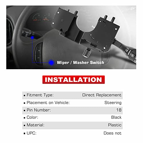 A-Premium Turn Signal Switch With Fog Lights Compatible With Jeep Tj Wrangler 2001-2006 Sport Utility Front Side #TOP2