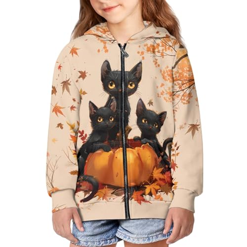 Image of Coloranimal Unisex Girls Boys Long Sleeve Casual Hoodies & Sweatshirts Tops Kids Zip Up Jacket Coat Age 6-16 Year