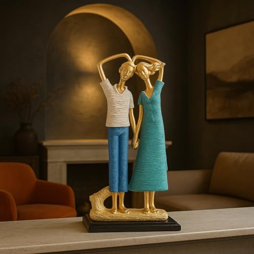 Image of Xtore Graceful Dancing Couple Figurine | Resin Home Decor Accent | Unique Art Piece for Living Room, Dining Room, or Entryway | Elegant and Dynamic Design | Perfect Wedding