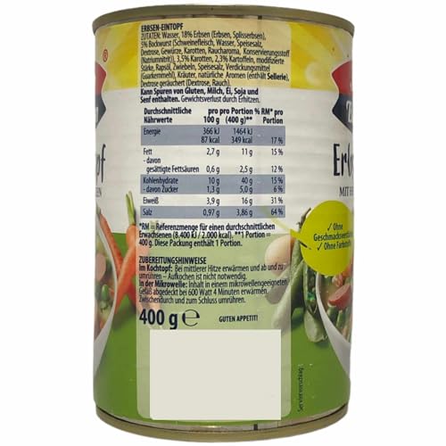 Sonnen Bassermann Erbsentopf mit herzhaften Würstchen 3er Pack (3x400g Dose) + usy Block – Bild 3