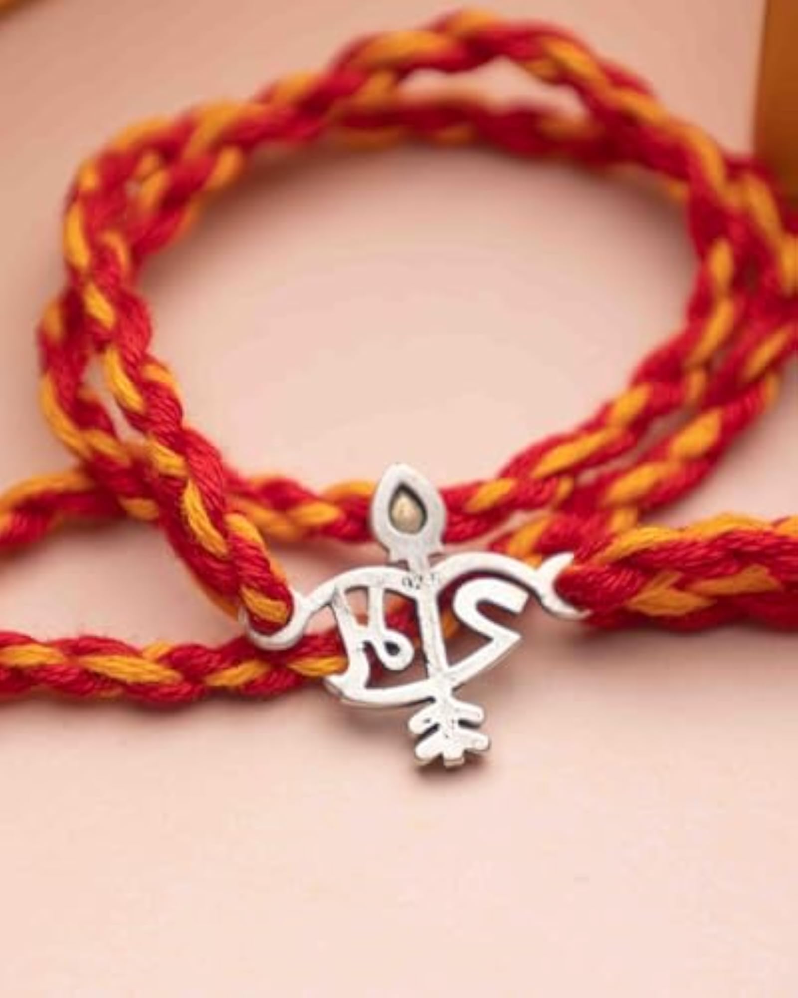 925 Solid Sterling Silver Rakhi with Shri Ram Dhanush Baan Design