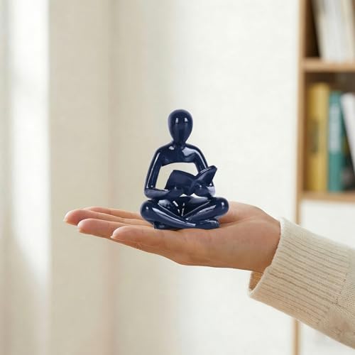 Set de 3 estatuas decorativas pensador azul QIANLING miniatura 4