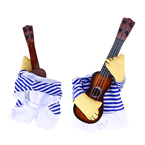 Alipis Traje de Cachorrinho Traje de Guitarra Pet Guitarrista Jogador Roupa Vestir Roupas de Estimaç