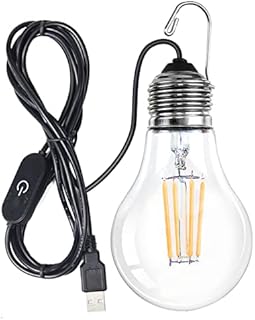 Spacelumen USB Camping Light, Portable LED Tent Shed Lightweight Bulb with Hanging Hook, Outdoor Shatterproof Dimmable Emergency Lamp for Hiking Fishing Camping/Patio/Garden/BBQWarm White