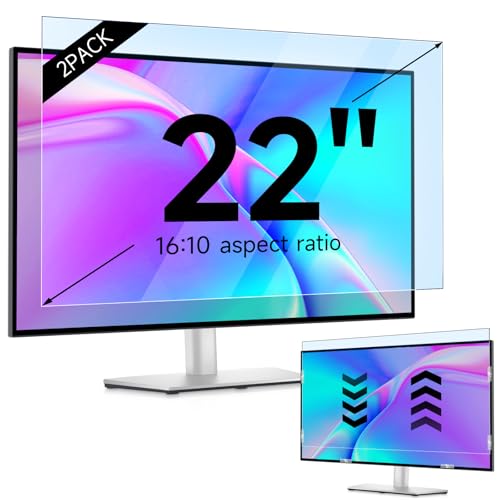 Image of IPROKKO 2 Pack 22 inch Anti-Blue Light Monitor Screen Protector for 16:10 Widescreen, Removable Anti Glare Blue Light Blocking Screen Filter, Anti-UV Eye Protection PC Computer Film [Washable Wipes Clean]