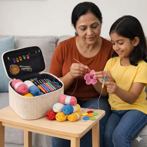 Image of VIBE VISTA Crochet Kit for Beginners Adults, Crochet Kits Include Yarn, 107Pcs Crochet Starter Kit for Beginners Kids, Ergonomic Crochet Hooks Travel Knitting Crochet Supplies (crochent kit)