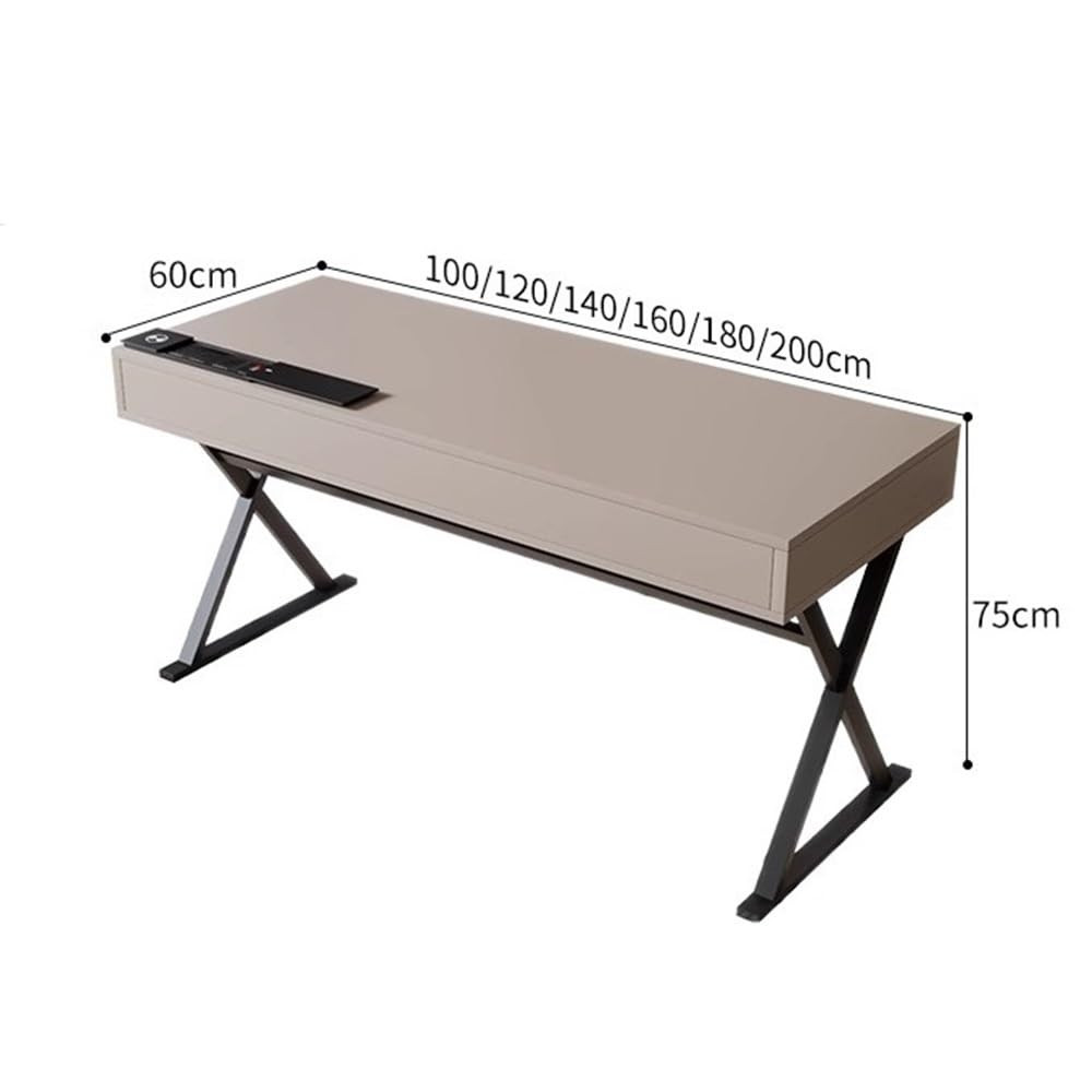 Stacja robocza PC Biurko do laptopa w domowym biurze, biurko w nowoczesnym, prostym stylu, z litego drewna, z gniazdami ładowania(3XL)
