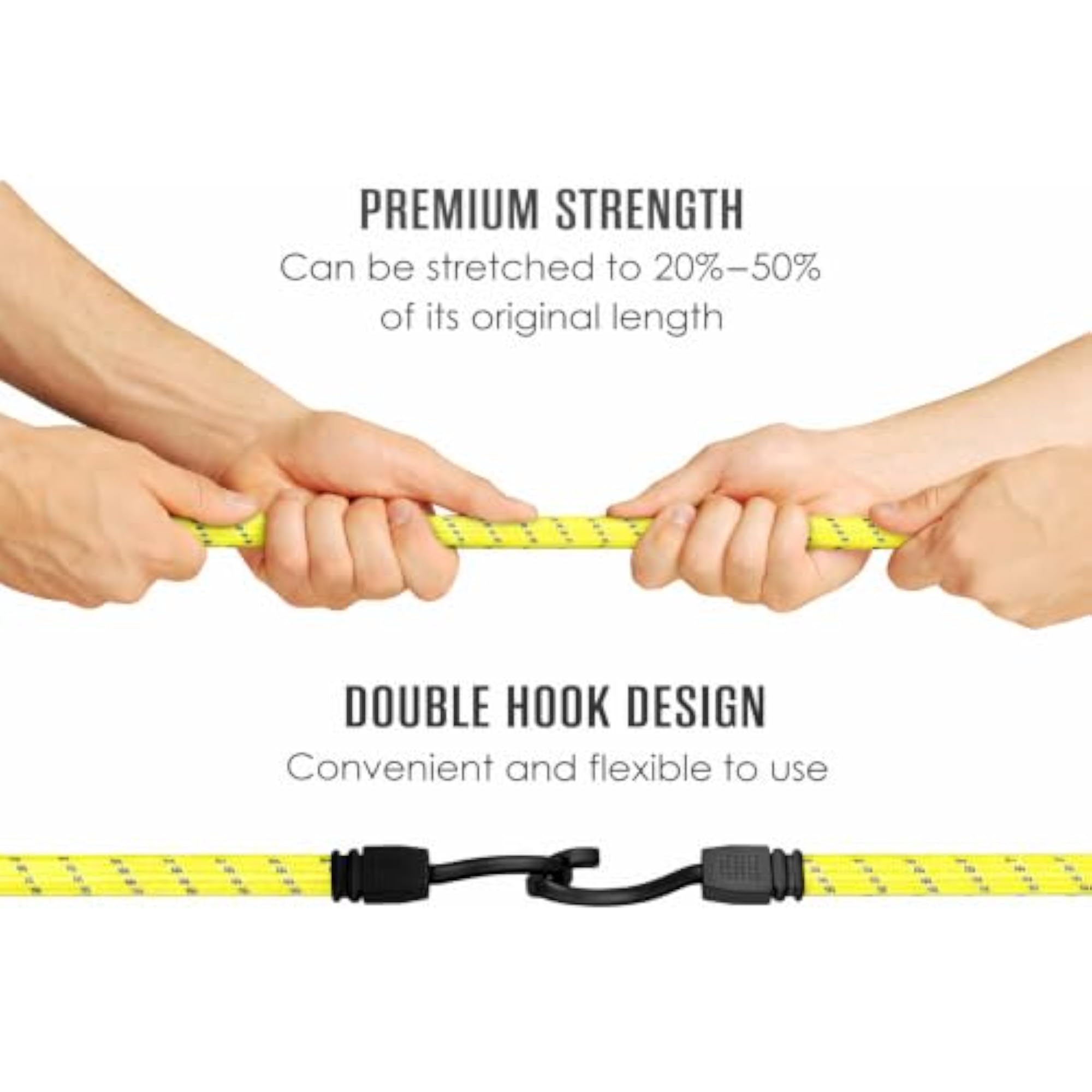 Reflective Flat Bungee Cord 36 Inch Heavy Duty Elastic Strap