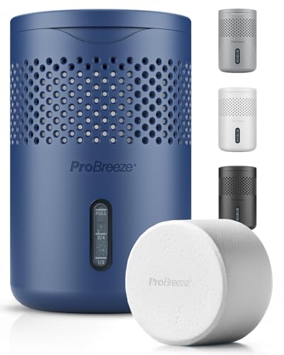 Pro Breeze Osmo Non-Electric Moisture Absorber, 44 fl.oz, Included 1.54lb Refillable Tablet, Lasts 100 Days, Ideal Silent Mini Dehumidifier for Closet, Bathroom & Bedroom, Fragrance Free, Blue