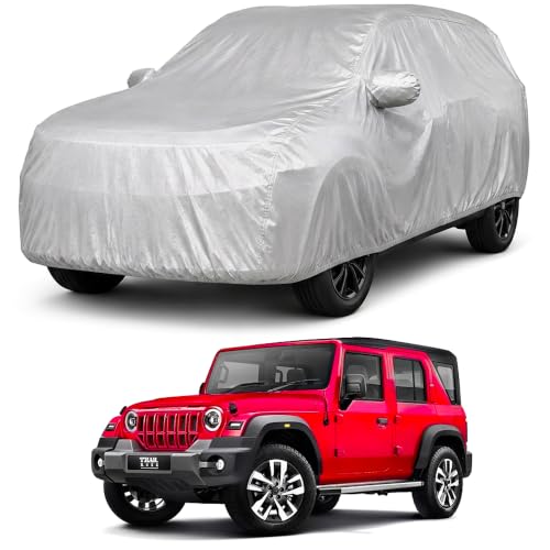 Image of Autofact Car Body Cover Compatible with Thar Roxx | Custom Fit Car Cover | 100% Water-Resistant| Triple-Stitched Lightweight Fabric | Dustproof | Indoor & Outdoor Use | Elastic Bottom