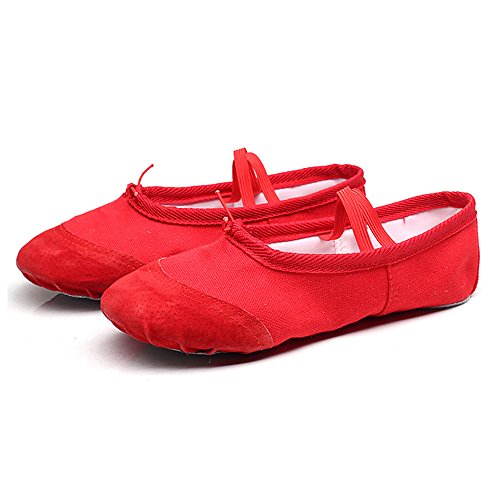 STRUGGGE 1 par de Zapatillas de Ballet de Lona para niñas/Zapatillas de ballete/Yoga/Danza para niños y Mujeres, Rojo, 17.5cm