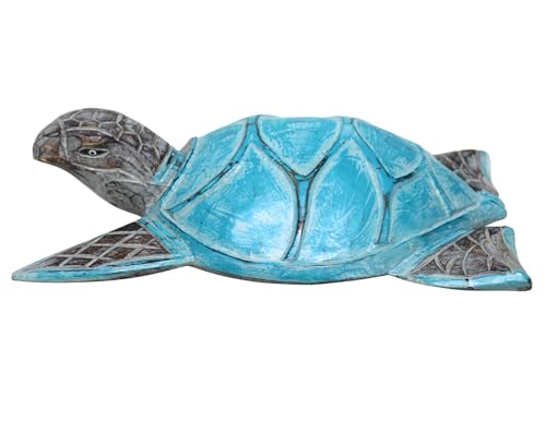 Estatua de Tortuga Decorativa de Madera Tallada a Mano