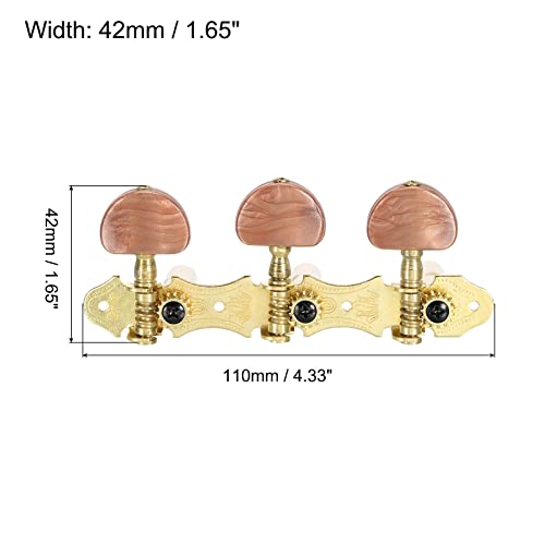 PATIKIL Classical Guitar String Tuners Keys Machine Heads Tuning Pegs 1 Left 1 Right, Brown Buttons, 1 Set - Image 2
