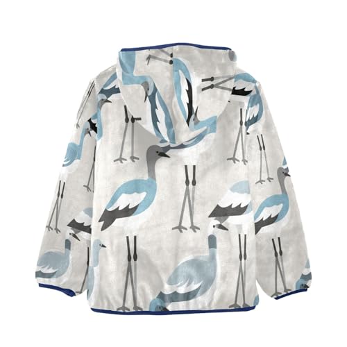 Birds Pattern Print on Fabric Toddler Fleece Jacket Girl Boys Hooded Fleece Jacket Coat Warm Outwear Zip-up 3-10T2