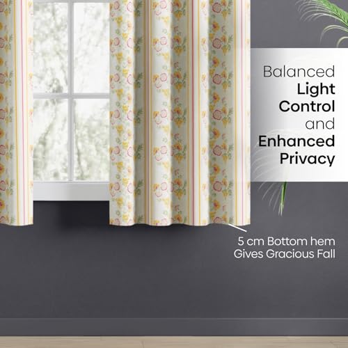 Image of haus & kinder Digital Printed Cotton Window Curtains 5 Feet Long Pack of 2 Window Curtains, 5 Feet Curtains for Window (Petaline, Multi 130x152 CM)