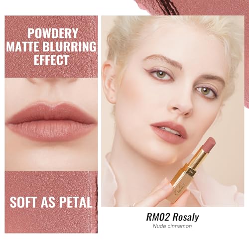 Image of Oulac Matte Lipsticks for Women Set, Silky Velvet Matte Lipstick, Soft Smooth Texture, High Impact Lip Color, Not Dry Lightweight Formula Infused with Vitamin E, Vegan RM02+03+04