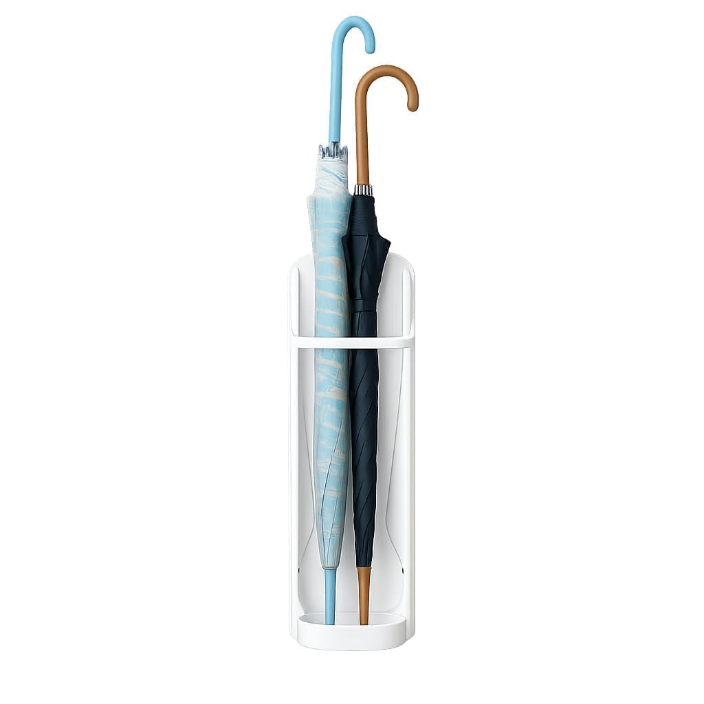 Umbrella Stand Holder for Home, Plastic Umbrella Storage Rack with Removable Drip Tray, Floor Standing Umbrella Organizer for Long & Folding Umbrellas, Walking Sticks, Canes, Entryway, Office, White-image-37