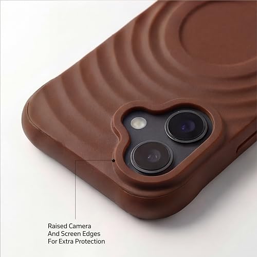 Image of amazon basics Shockproof Case for iPhone 17 | Ripple Pattern | Camera Protection | Protective Cover with Enhanced Grip & Wireless Charging Support - Brown