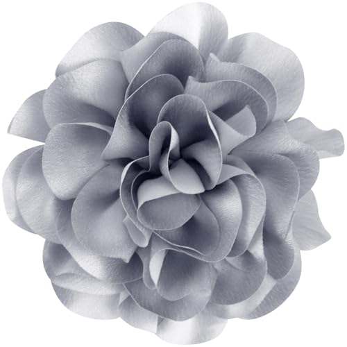 Image of 6.3 inch Large Rose Flower Brooches and Pins for Women - Flower Brooch, Hair Clips for Women & Rose Hair Clip | Fashion Accessories for Dresses, Hats, Clothes & Lapel Wear - Silver Grey