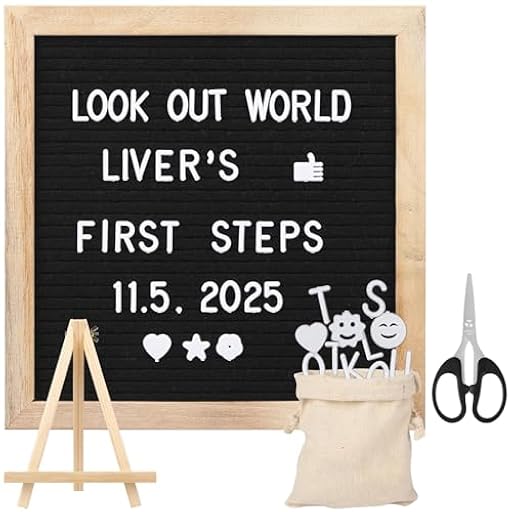 Esilihom Tablero de fieltro para letras, tablero de mensajes intercambiable con marco de madera y 340 letras, tablero de notas y anuncios de 10 x 10 pulgadas para el hogar, oficina, cocina, cafetería | Ya disponible en tu tienda friki favorita! En mundofriki.es!