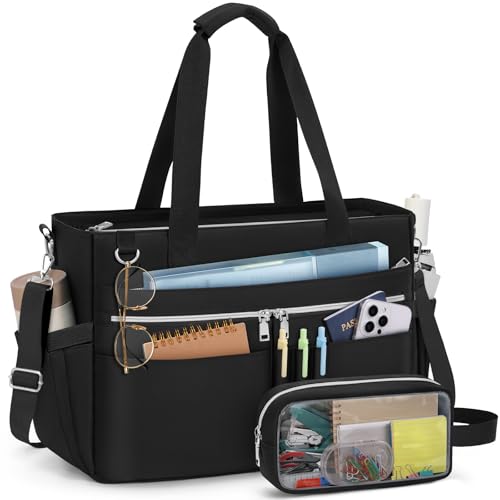 RAINSMORE Teacher Tote Bag for Women 15.6 Inch Laptop Briefcase w...