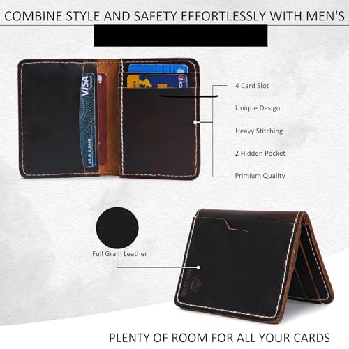 BBelle Co.Minimalist Hunter Slim Leather Wallet for Men's & Women's | Card Holder for Men's | Card Holder Wallet for Women's | Wallets for Men's Slim (COFFEE BROWN)4