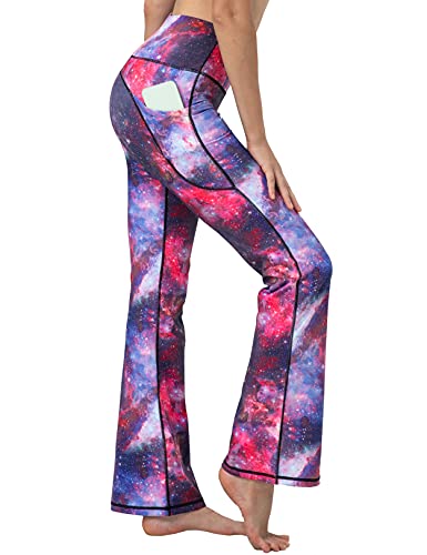 Image of BUBBLELIME 29 inch /31 inch /33 inch /35 inch /37 inch Women High Waist Bootlegs Yoga Pants Tummy Control Bootcut Workout Flared Out Pockets