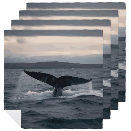 Servilletas de Tela Humpback Whale Tail Ocean Pack 4