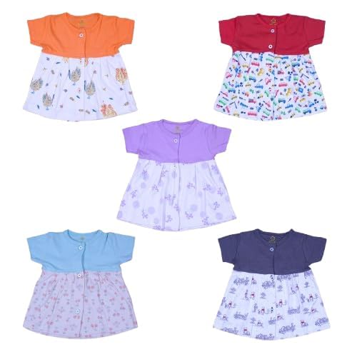 NAVYZONE Combo Packs Baby Girl Cotton Frock, (Regular, Pack of 5)-image-17