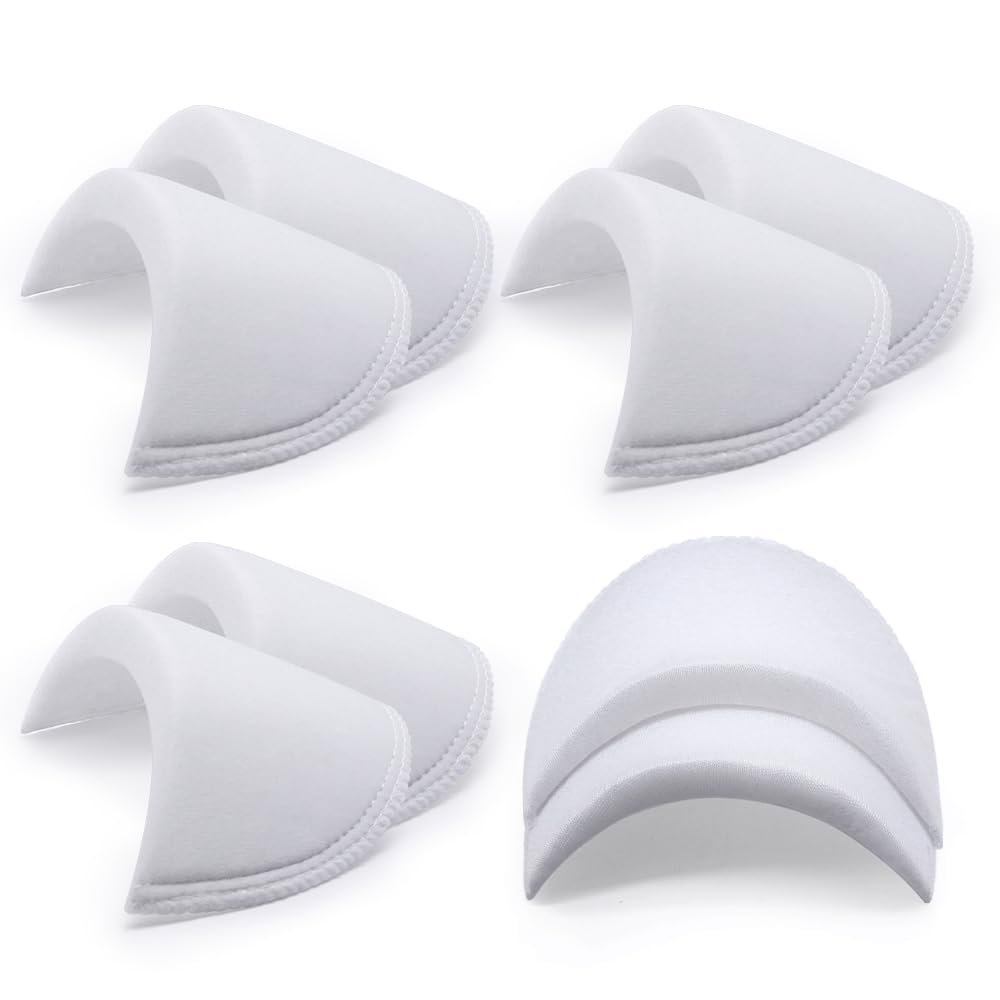 SEMINI 4 Pairs White Covered Set-in Shoulder Pads Sewing Foam Pads for Blazer Suit Coat Jacket Clothes