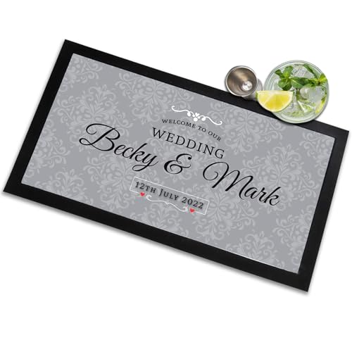 PersonalisedPersonalised Wedding Bar Mat | Wedding decor | Table decoration | Wedding Gift, Favour, Table mat, Drinks table - 4 colours available