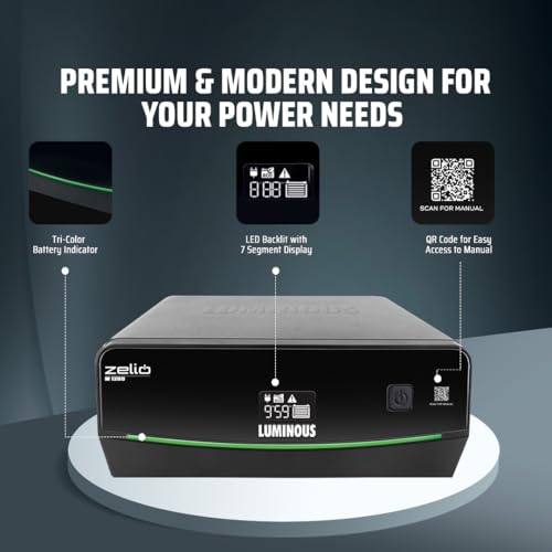 Image of Luminous Zelio M 1200 Sine Wave Inverter Ideal for Home,Office & Shops | 900VA Inverter | Reliable Power Backup | High Performance| Easy Installation | 36 Months Warranty