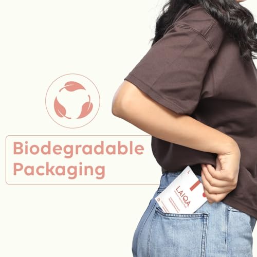 Image of LAIQA Ultra Soft Moderate Flow Sanitary Pads for Women| 10 Large Premium Pads with 10 Disposable Bag + 2 Free Pantyliners|Made with Natural Fibers|Rash-Free Pads with 4 wings|No Chlorine|No Fragrance