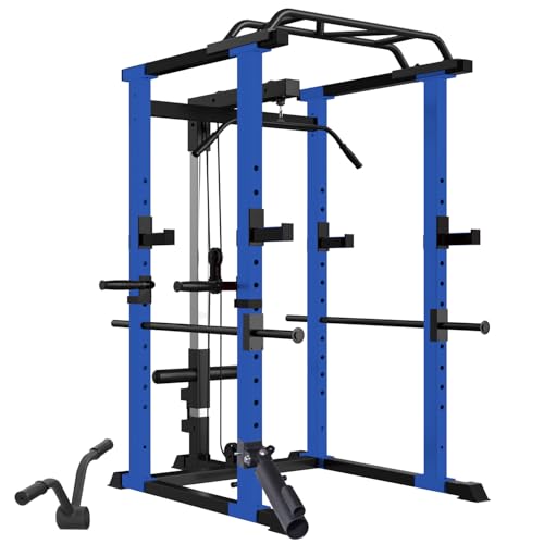 Multi-Functional Power Cage, Home Adjustable Pullup Squat Rack 1000Lbs Capacity Comprehensive Fitness Barbell Rack