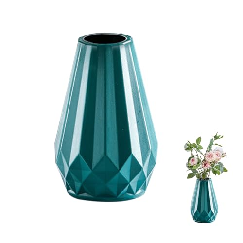 Jarrón decorativo irrompible de plástico para flores, jarrón alto moderno para sala de estar, oficina, escritorio, decoración de boda (turquesa)
