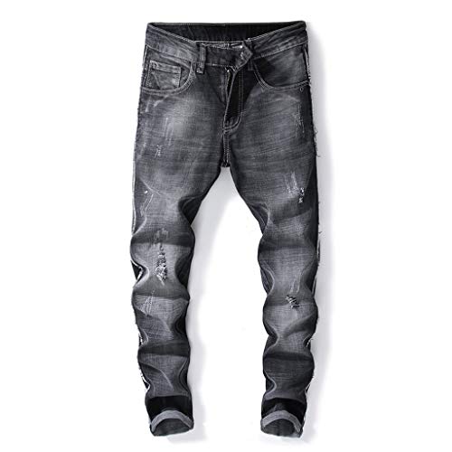 Pantalones Vaqueros Hombres Pantalón con Cremallera Rasgado Tramo Pants Personalidad Pantalones de Mezclilla Ropa Hombre Invierno