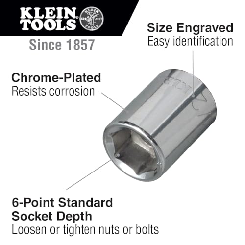 Image of Klein Tools 65602 1 /4-Inch Standard 6-Point Socket, 1 /4-Inch Drive, Made in USA