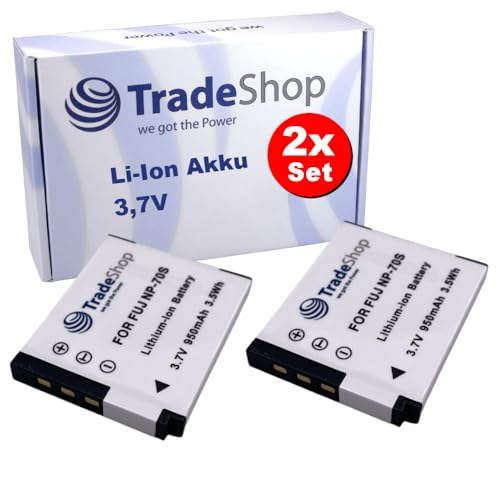 2 x Trade-Shop Li-Ion batteri 3,7 V/950 mAh kompatibel med Fujifilm Instax Mini 99 direktbildskamera ersätter NP-70S