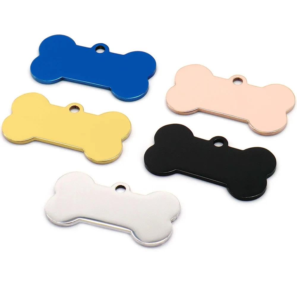 Lot de 100 médailles d'identification vierges en acier inoxydable pour chien - Gravure personnalisable - Personnalisable - Accessoires pour animaux domestiques - 50 x 28 x 1,7 mm