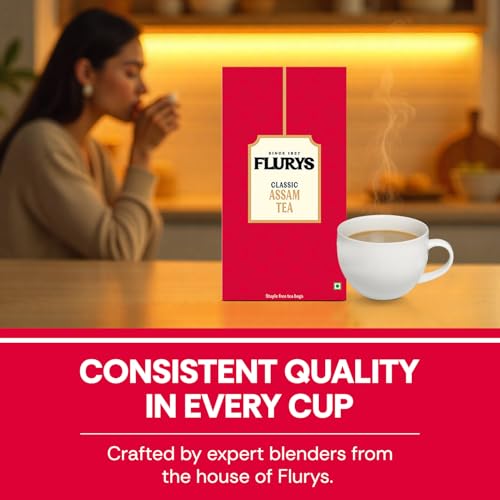 Image of Flurys Classic Assam 100 Teabag Envelopes | Bold & Full-Bodied Black Tea from Assam | Rich Aroma & Strong Flavour (Pack of 3)