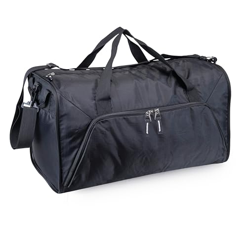 20" Packable Ripstop Travel Duffel Bag | 33L Foldable Gym Overnight Duffle | TSA Friendly, Carry On Size, Lightweight, Black2